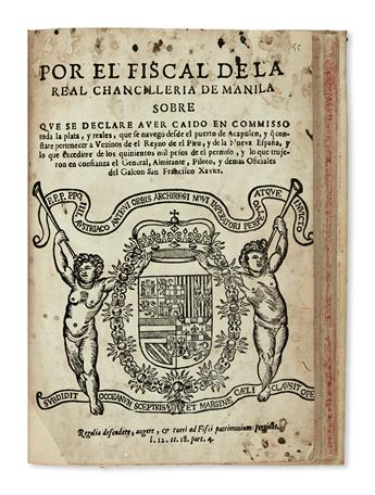 PHILIPPINES  MISCELLANEOUS.  Bound volume containing 6 pamphlets, the first 5 dealing with contemporary Philippine affairs. 1600s